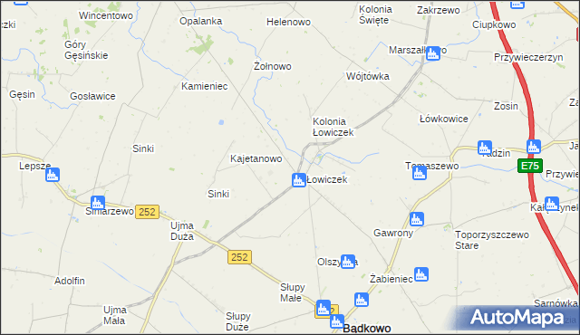 mapa Kaniewo gmina Bądkowo, Kaniewo gmina Bądkowo na mapie Targeo