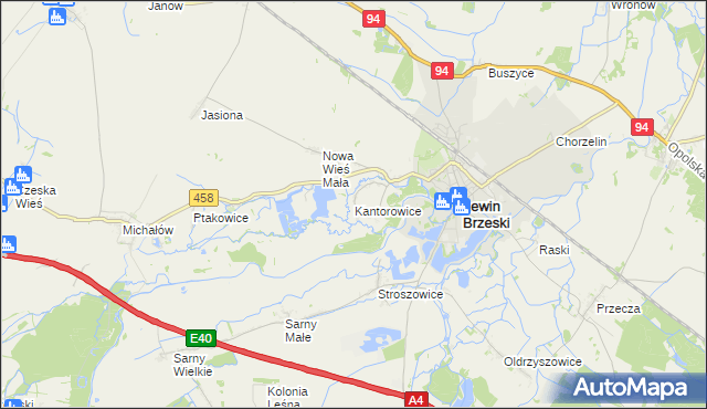 mapa Kantorowice gmina Lewin Brzeski, Kantorowice gmina Lewin Brzeski na mapie Targeo