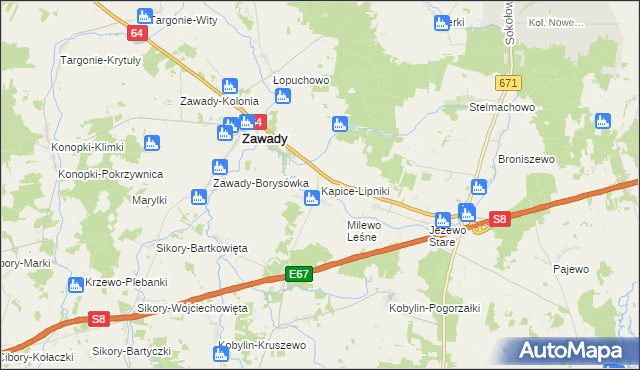 mapa Kapice-Lipniki, Kapice-Lipniki na mapie Targeo