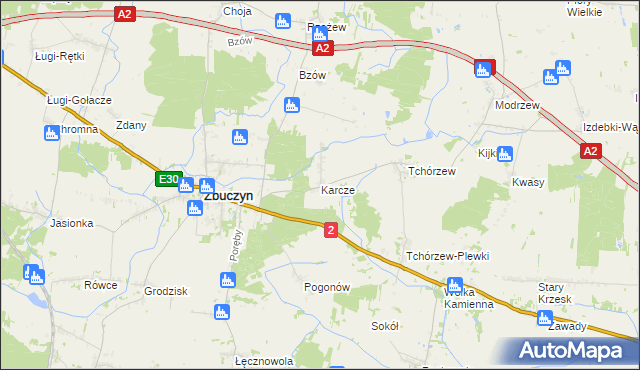 mapa Karcze gmina Zbuczyn, Karcze gmina Zbuczyn na mapie Targeo