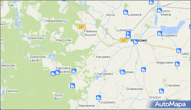 mapa Karczewo gmina Kiszkowo, Karczewo gmina Kiszkowo na mapie Targeo
