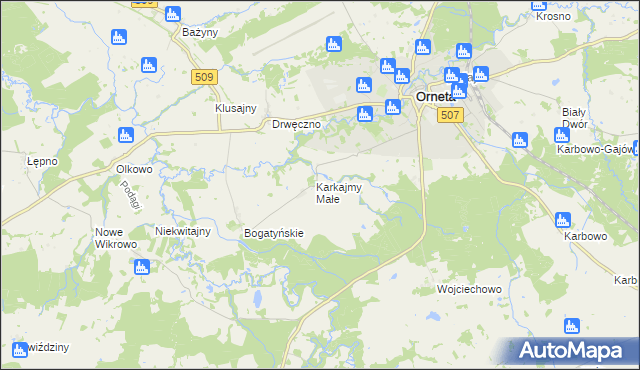 mapa Karkajmy, Karkajmy na mapie Targeo