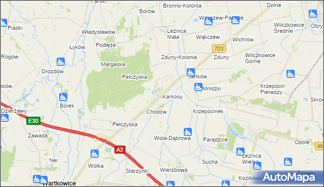 mapa Karkosy, Karkosy na mapie Targeo