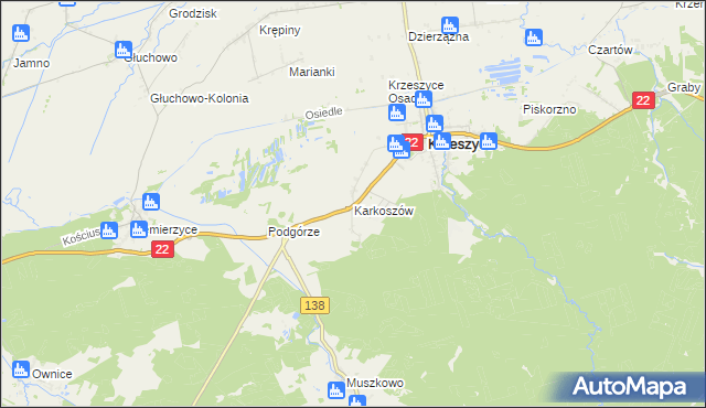 mapa Karkoszów, Karkoszów na mapie Targeo