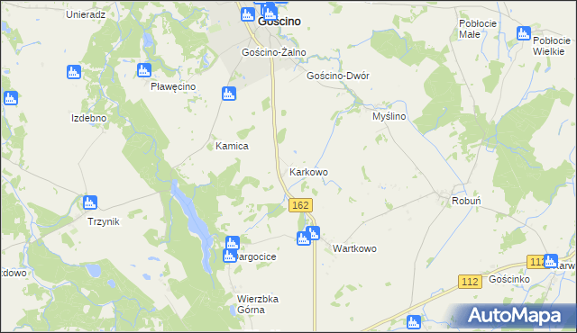 mapa Karkowo gmina Gościno, Karkowo gmina Gościno na mapie Targeo