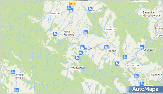 mapa Karlików gmina Bukowsko, Karlików gmina Bukowsko na mapie Targeo