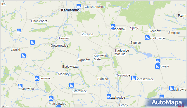 mapa Karłowice Małe, Karłowice Małe na mapie Targeo