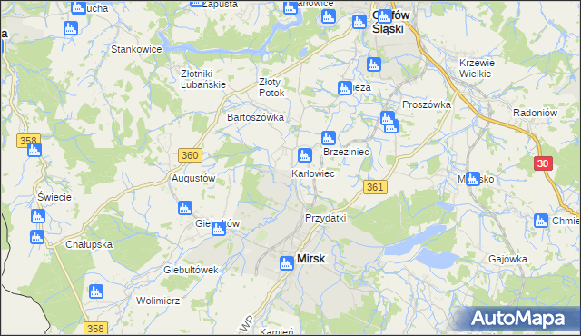 mapa Karłowiec, Karłowiec na mapie Targeo