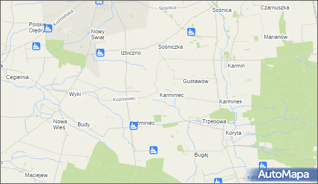 mapa Karminiec, Karminiec na mapie Targeo