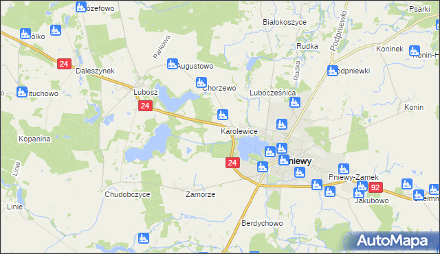 mapa Karolewice, Karolewice na mapie Targeo