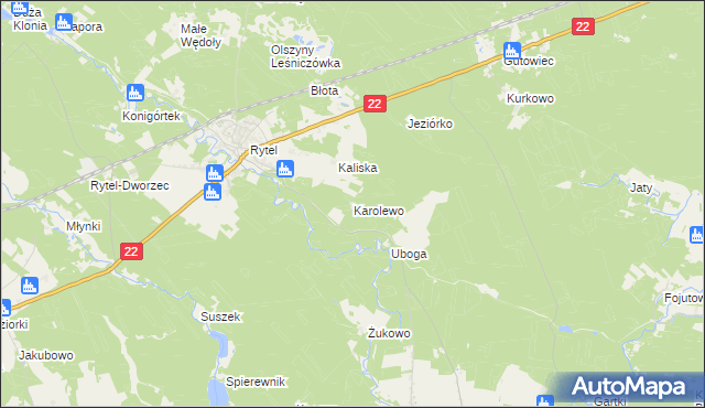 mapa Karolewo gmina Czersk, Karolewo gmina Czersk na mapie Targeo