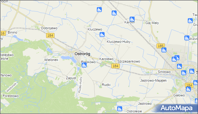 mapa Karolewo gmina Ostroróg, Karolewo gmina Ostroróg na mapie Targeo