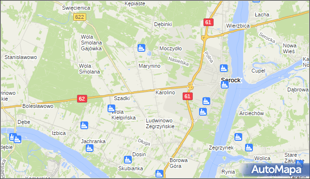 mapa Karolino gmina Serock, Karolino gmina Serock na mapie Targeo