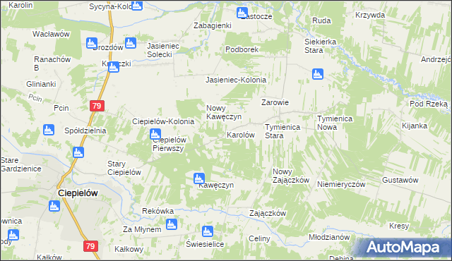 mapa Karolów gmina Chotcza, Karolów gmina Chotcza na mapie Targeo