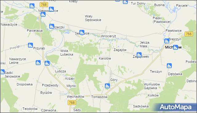 mapa Karolów gmina Michałów, Karolów gmina Michałów na mapie Targeo