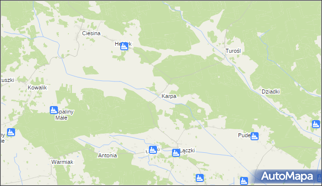 mapa Karpa gmina Pisz, Karpa gmina Pisz na mapie Targeo