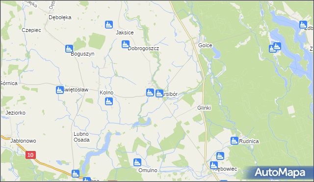 mapa Karsibór gmina Wałcz, Karsibór gmina Wałcz na mapie Targeo