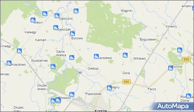 mapa Karszewo gmina Korsze, Karszewo gmina Korsze na mapie Targeo