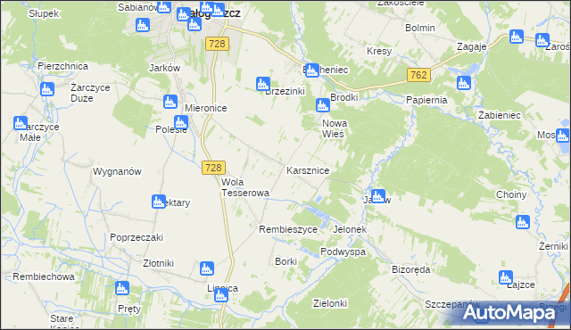 mapa Karsznice gmina Małogoszcz, Karsznice gmina Małogoszcz na mapie Targeo