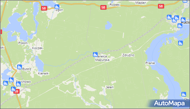 mapa Karwica Mazurska, Karwica Mazurska na mapie Targeo