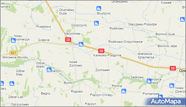mapa Karwowo-Podgórne, Karwowo-Podgórne na mapie Targeo