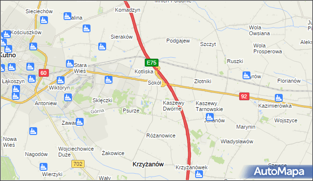 mapa Kaszewy Kościelne, Kaszewy Kościelne na mapie Targeo