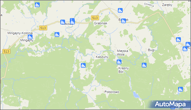 mapa Kaszuny, Kaszuny na mapie Targeo