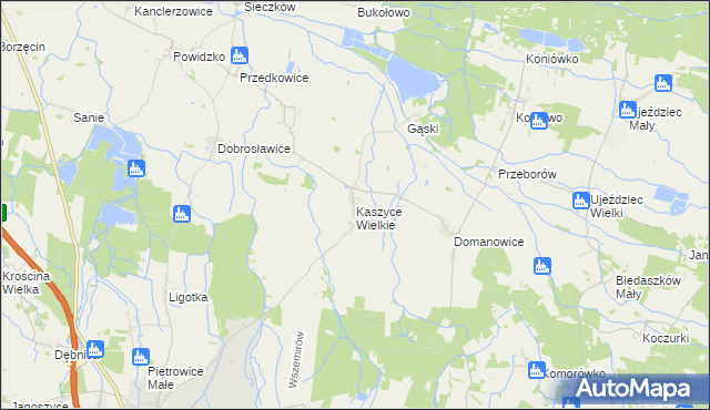 mapa Kaszyce Wielkie, Kaszyce Wielkie na mapie Targeo