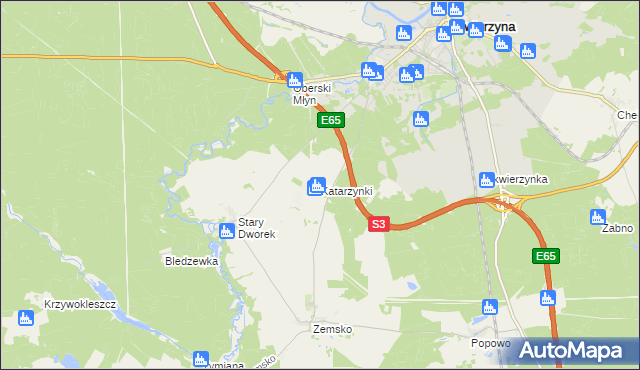 mapa Katarzynki gmina Bledzew, Katarzynki gmina Bledzew na mapie Targeo