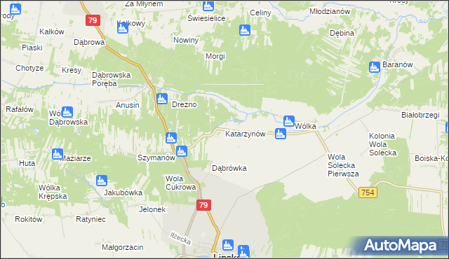 mapa Katarzynów gmina Lipsko, Katarzynów gmina Lipsko na mapie Targeo