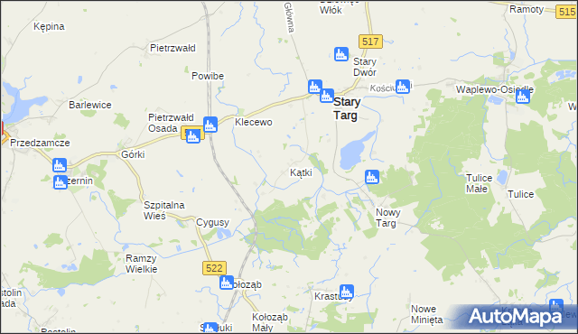 mapa Kątki gmina Stary Targ, Kątki gmina Stary Targ na mapie Targeo