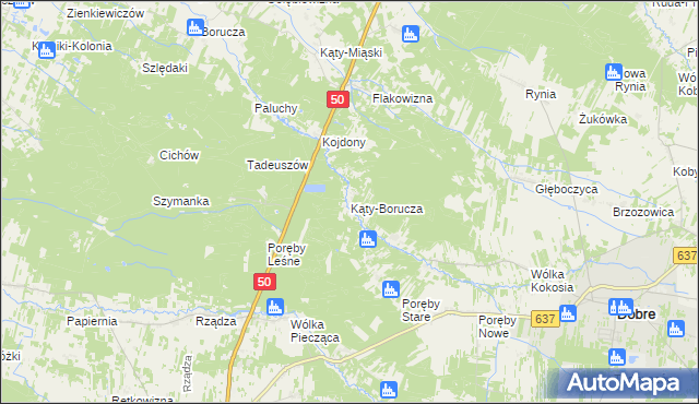 mapa Kąty-Borucza, Kąty-Borucza na mapie Targeo