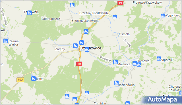 mapa Kąty gmina Dziadkowice, Kąty gmina Dziadkowice na mapie Targeo