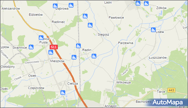 mapa Kąty gmina Jarocin, Kąty gmina Jarocin na mapie Targeo