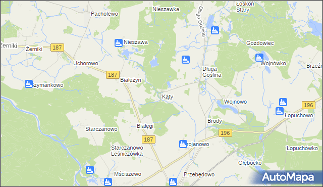 mapa Kąty gmina Murowana Goślina, Kąty gmina Murowana Goślina na mapie Targeo