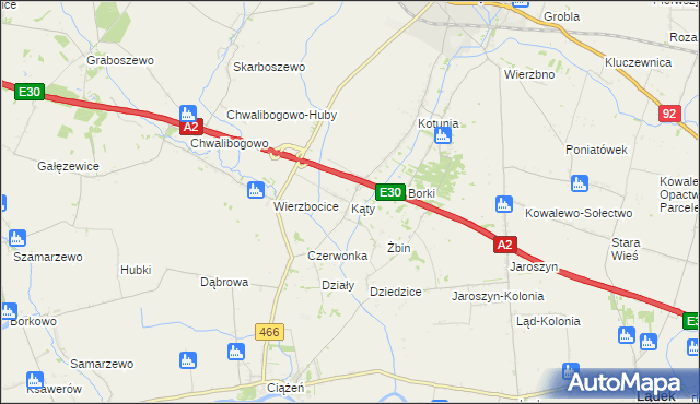 mapa Kąty gmina Słupca, Kąty gmina Słupca na mapie Targeo