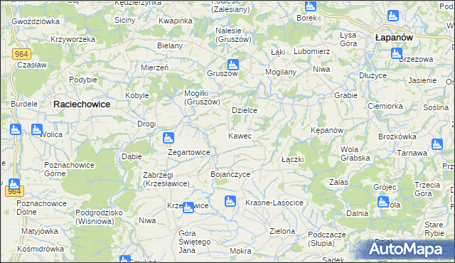 mapa Kawec, Kawec na mapie Targeo