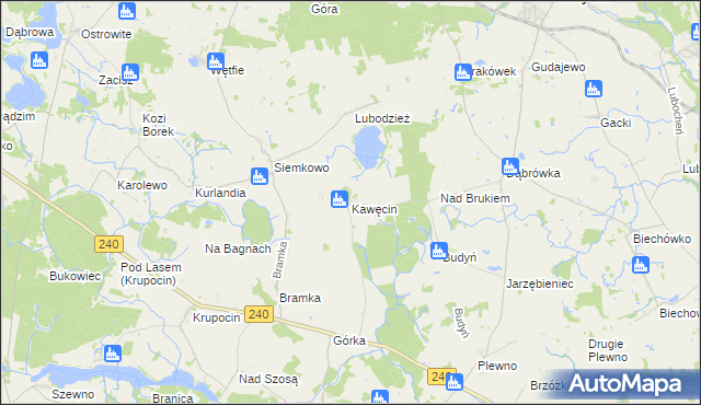 mapa Kawęcin, Kawęcin na mapie Targeo