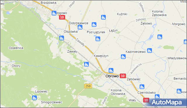 mapa Kawęczyn gmina Obrowo, Kawęczyn gmina Obrowo na mapie Targeo
