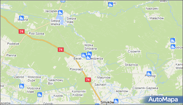 mapa Kawęczyn gmina Smyków, Kawęczyn gmina Smyków na mapie Targeo