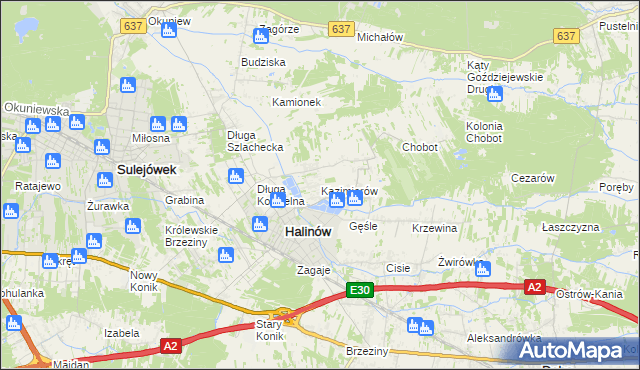 mapa Kazimierów gmina Halinów, Kazimierów gmina Halinów na mapie Targeo