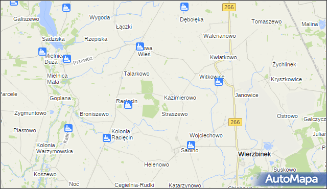 mapa Kazimierowo gmina Wierzbinek, Kazimierowo gmina Wierzbinek na mapie Targeo