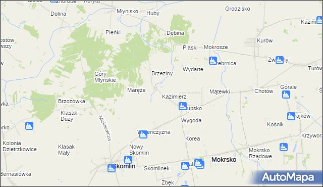 mapa Kazimierz gmina Skomlin, Kazimierz gmina Skomlin na mapie Targeo