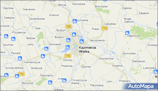 mapa Kazimierza Wielka, Kazimierza Wielka na mapie Targeo