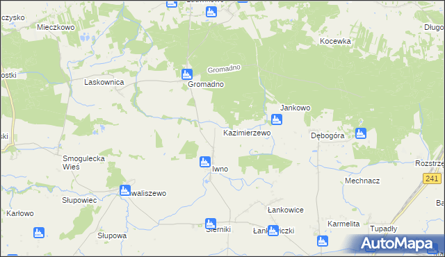 mapa Kazimierzewo gmina Kcynia, Kazimierzewo gmina Kcynia na mapie Targeo