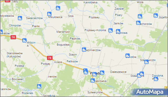 mapa Kazimierzów gmina Paradyż, Kazimierzów gmina Paradyż na mapie Targeo