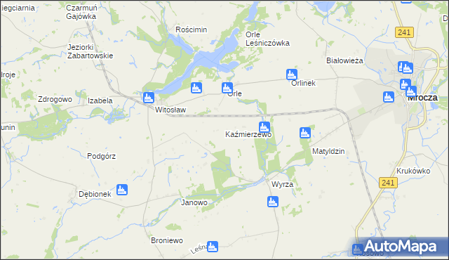 mapa Kaźmierzewo gmina Mrocza, Kaźmierzewo gmina Mrocza na mapie Targeo