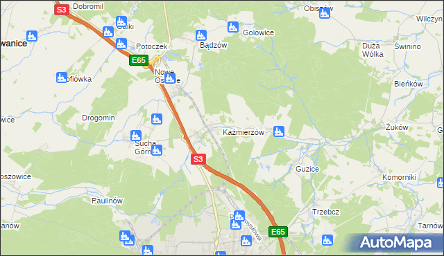 mapa Kaźmierzów, Kaźmierzów na mapie Targeo