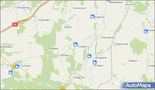 mapa Kczewo gmina Kobylnica, Kczewo gmina Kobylnica na mapie Targeo