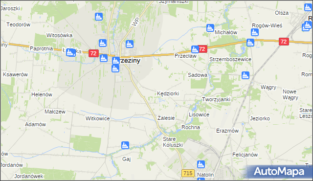 mapa Kędziorki, Kędziorki na mapie Targeo